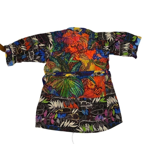 Robert Graham Multicolor belted 100% Silk Colorful Floral robe kimono jacket L - Picture 2 of 15
